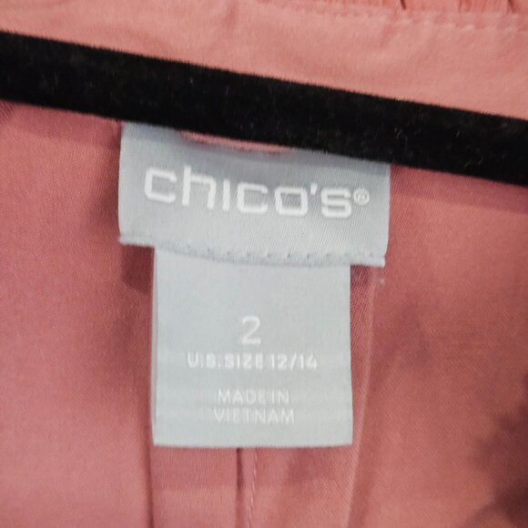 Chicos Womens Top Modal Long Sleeve Ruffle Blouse Size 2 Rose Pink Long Sleeve - Picture 2 of 13